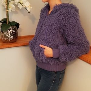 SAY WHAT? Purple Fur Jacket